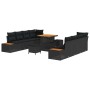 Conjunto de sofá de jardín con cojín 11 pcs Negro Poliratán