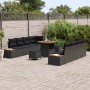Conjunto de sofá de jardín con cojín 11 pcs Negro Poliratán