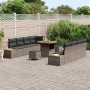 Conjunto de sofá de jardín con cojín 11 pcs Gris Poliratán