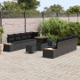 Conjunto de sofá de jardín con cojín 11 pcs Negro Poliratán