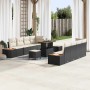 Conjunto de sofá de jardín con cojín 11 pcs Negro Poliratán
