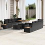 Conjunto de sofá de jardín con cojín 11 pcs Negro Poliratán