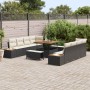 Conjunto de sofá de jardín con cojín 11 pcs Negro Poliratán