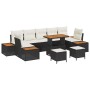 Conjunto de sofá de jardín con cojín 10 pcs Negro Poliratán