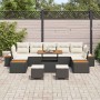 Conjunto de sofá de jardín con cojín 10 pcs Negro Poliratán