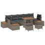 Conjunto de sofá de jardín con cojín 10 pcs Gris Poliratán