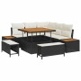 Conjunto de sofá de jardín con cojín 8 pcs Negro Poliratán