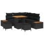 Conjunto de sofá de jardín con cojín 8 pcs Negro Poliratán