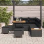 Conjunto de sofá de jardín con cojín 8 pcs Negro Poliratán