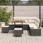 Conjunto de sofá de jardín con cojín 8 pcs Negro Poliratán