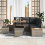 Conjunto de sofá de jardín con cojín 8 pcs Gris Poliratán