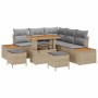 Conjunto de sofá de jardín con cojín 8 pcs Beige Poliratán