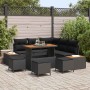 Conjunto de sofá de jardín con cojín 9 pcs Negro Poliratán