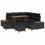 Conjunto de sofá de jardín con cojín 9 pcs Negro Poliratán