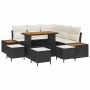 Conjunto de sofá de jardín con cojín 9 pcs Negro Poliratán