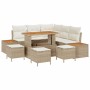 Conjunto de sofá de jardín con cojín 9 pcs Beige Poliratán