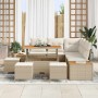Conjunto de sofá de jardín con cojín 9 pcs Beige Poliratán