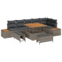 Conjunto de sofá de jardín con cojín 9 pcs Gris Poliratán