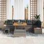 Conjunto de sofá de jardín con cojín 9 pcs Gris Poliratán