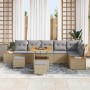 Conjunto de sofá de jardín con cojín 9 pcs Beige Poliratán
