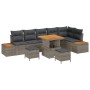 Conjunto de sofá de jardín con cojín 9 pcs Gris Poliratán