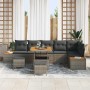 Conjunto de sofá de jardín con cojín 9 pcs Gris Poliratán