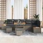 Conjunto de sofá de jardín con cojín 9 pcs Gris Poliratán