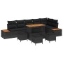 Conjunto de sofá de jardín con cojín 10 pcs Negro Poliratán