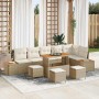 Conjunto de sofá de jardín con cojín 10 pcs Beige Poliratán