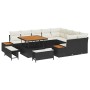 Conjunto de sofá de jardín con cojín 12 pcs Negro Poliratán