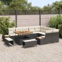 Conjunto de sofá de jardín con cojín 12 pcs Negro Poliratán