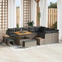 Conjunto de sofá de jardín con cojín 12 pcs Gris Poliratán