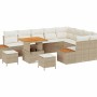 Conjunto de sofá de jardín con cojín 12 pcs Beige Poliratán