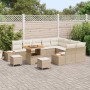 Conjunto de sofá de jardín con cojín 12 pcs Beige Poliratán