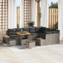 Conjunto de sofá de jardín con cojín 12 pcs Gris Poliratán
