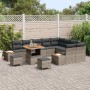 Conjunto de sofá de jardín con cojín 12 pcs Gris Poliratán