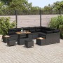 Conjunto de sofá de jardín con cojín 12 pcs Negro Poliratán