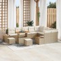 Conjunto de sofá de jardín con cojín 12 pcs Beige Poliratán