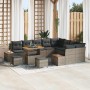 Conjunto de sofá de jardín con cojín 12 pcs Gris Poliratán