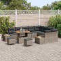 Conjunto de sofá de jardín con cojín 12 pcs Gris Poliratán