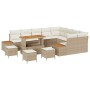 Conjunto de sofá de jardín con cojín 13 pcs Beige Poliratán