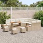 Conjunto de sofá de jardín con cojín 13 pcs Beige Poliratán