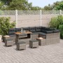 Conjunto de sofá de jardín con cojín 13 pcs Gris Poliratán