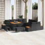Conjunto de sofá de jardín con cojín 13 pcs Negro Poliratán