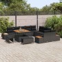 Conjunto de sofá de jardín con cojín 13 pcs Negro Poliratán