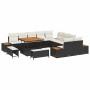 Conjunto de sofá de jardín con cojín 13 pcs Negro Poliratán