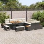 Conjunto de sofá de jardín con cojín 13 pcs Negro Poliratán