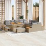 Conjunto de sofá de jardín con cojín 13 pcs Beige Poliratán