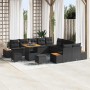 Conjunto de sofá de jardín con cojín 13 pcs Negro Poliratán