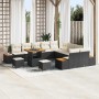 Conjunto de sofá de jardín con cojín 13 pcs Negro Poliratán